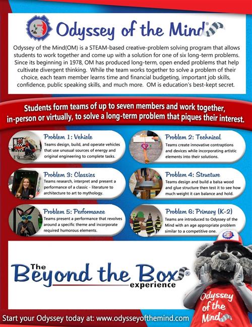 Odyssey of the Mind flyer Odyssey of the Mind flyer
